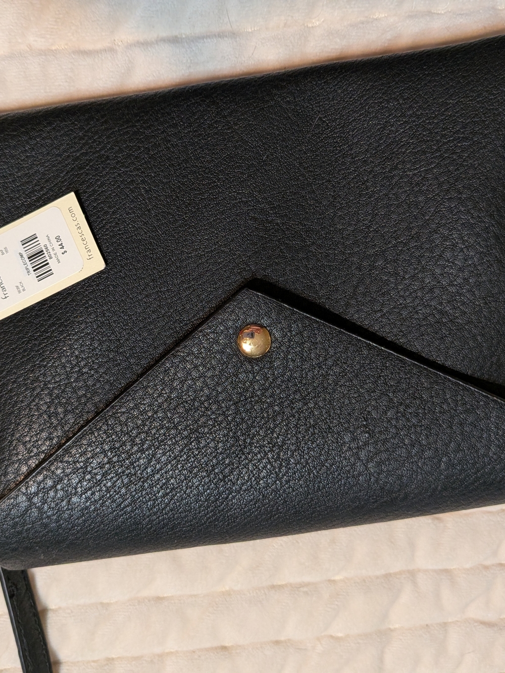 Black Leather Envelope Clutch - Unbranded Cross Body Bag